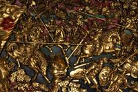 A Large Chinese Gilt and Red Wood Panel