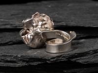 Sterling Silver Floral Ring, with Amethyst, Pearl and 14K Gold Accents