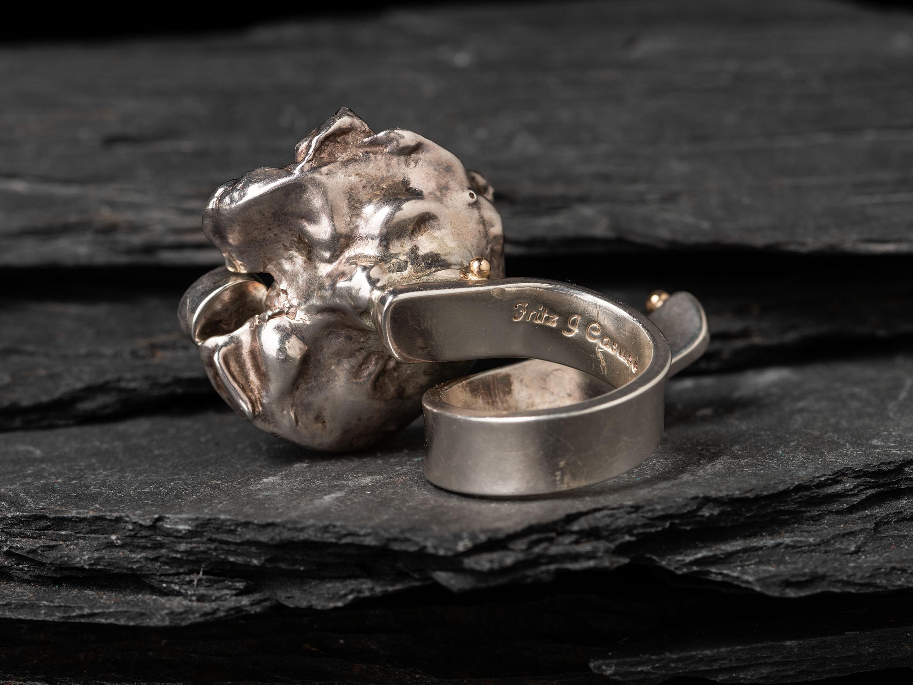 Sterling Silver Floral Ring, with Amethyst, Pearl and 14K Gold Accents