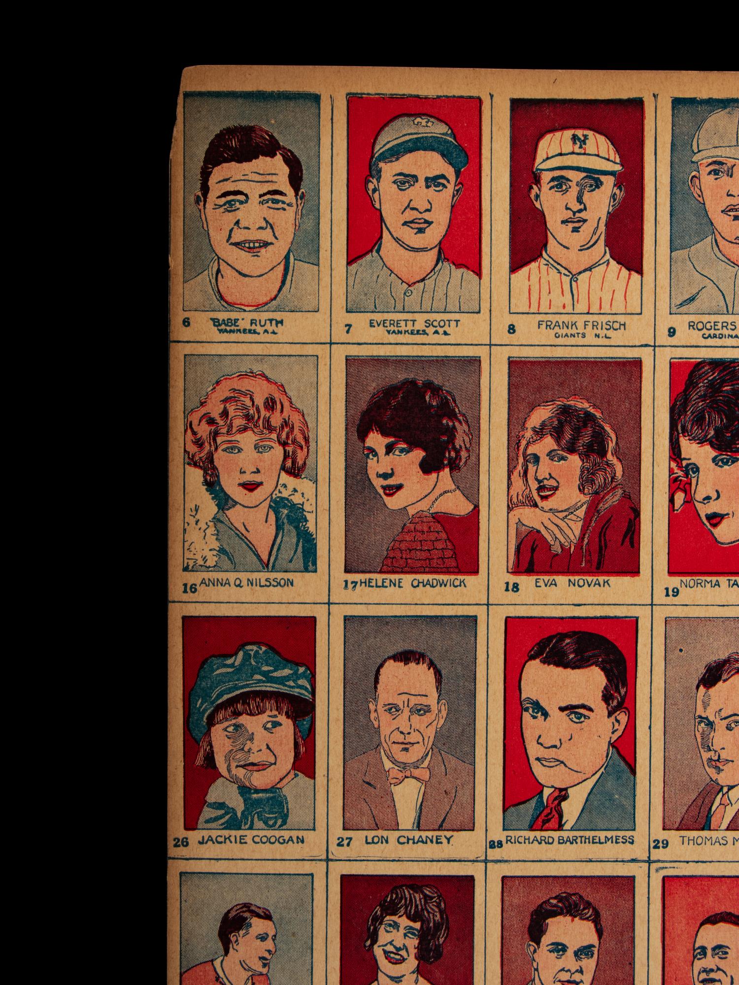 An Uncut Panel of 1926 W512 Strip Cards Featuring Babe Ruth