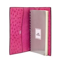An Hermes Fuschia Ostrich Leather GM Agenda, 3.5" x 5".