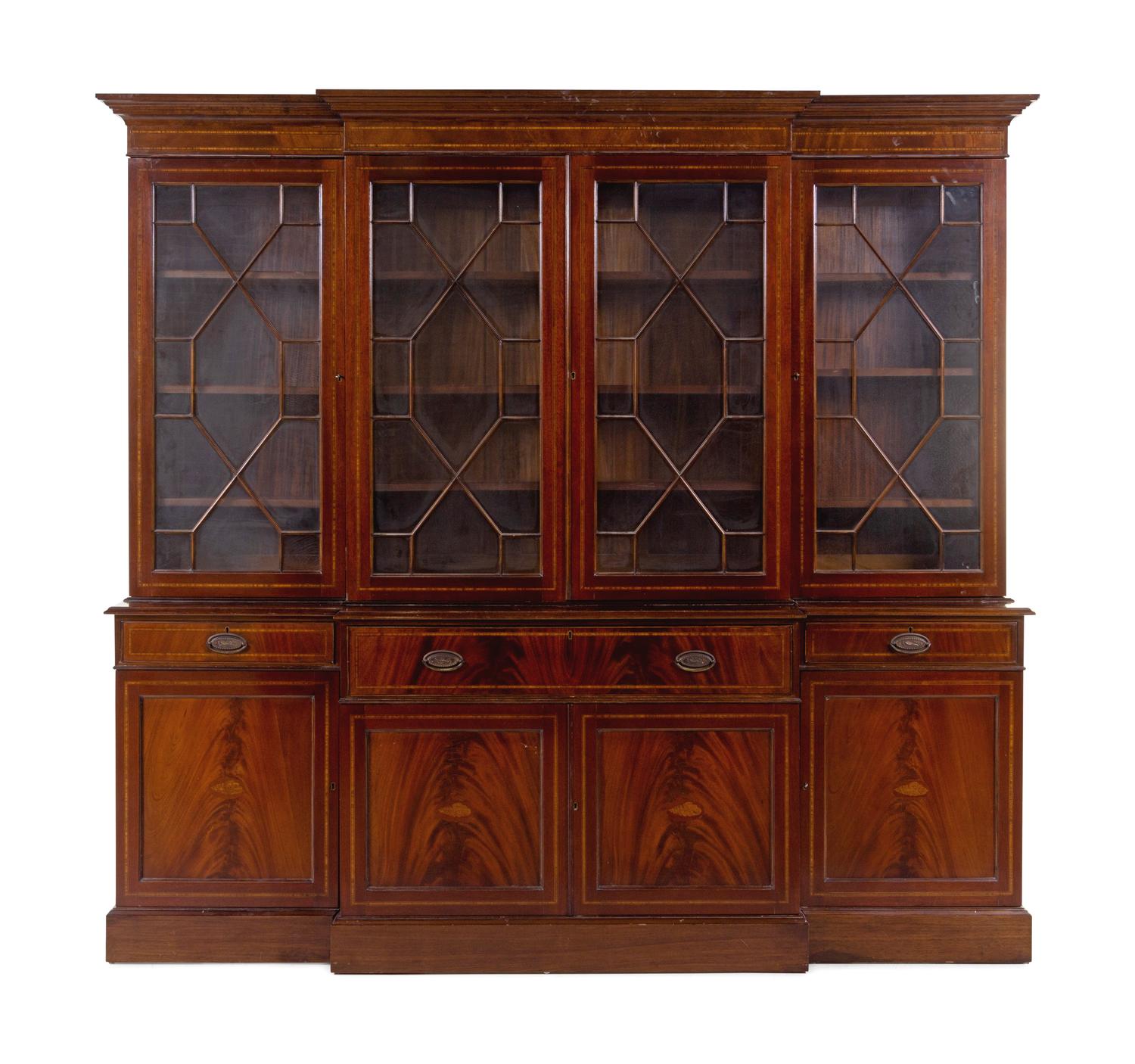 A George III Style Mahogany Breakfront Bookcase