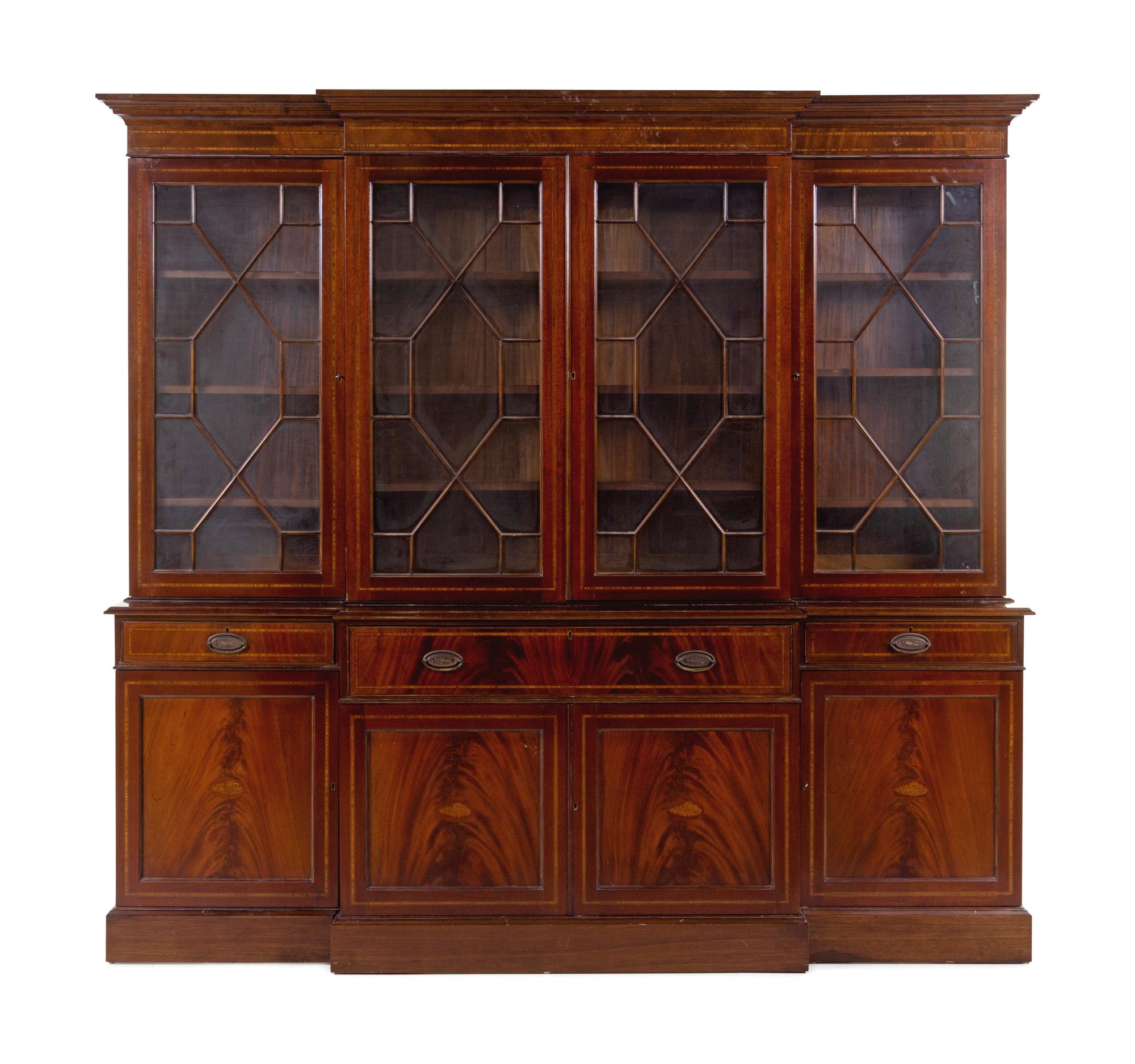 A George III Style Mahogany Breakfront Bookcase