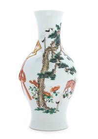 A Famille Rose Porcelain Vase Height 13 inches.