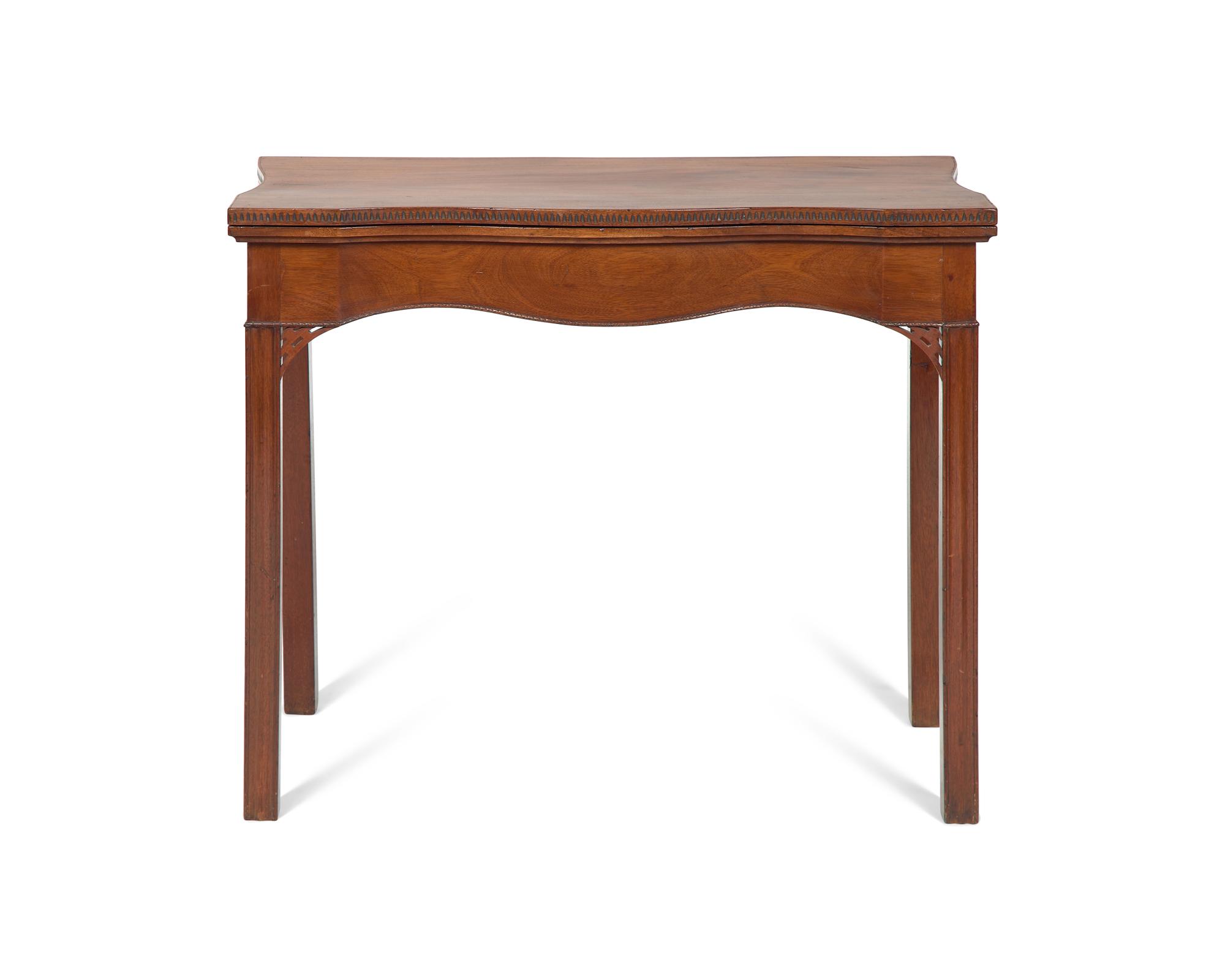 A Chippendale Serpentine Carved Mahogany Card Table