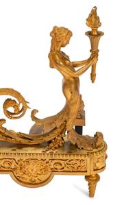 A Pair of Louis XVI Style Gilt Bronze Chenets