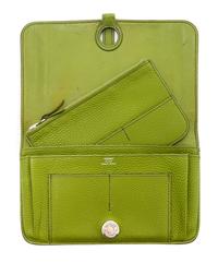 An Hermes Vert Anis Togo Dogon Duo Wallet, 4.9" x 7.9".
