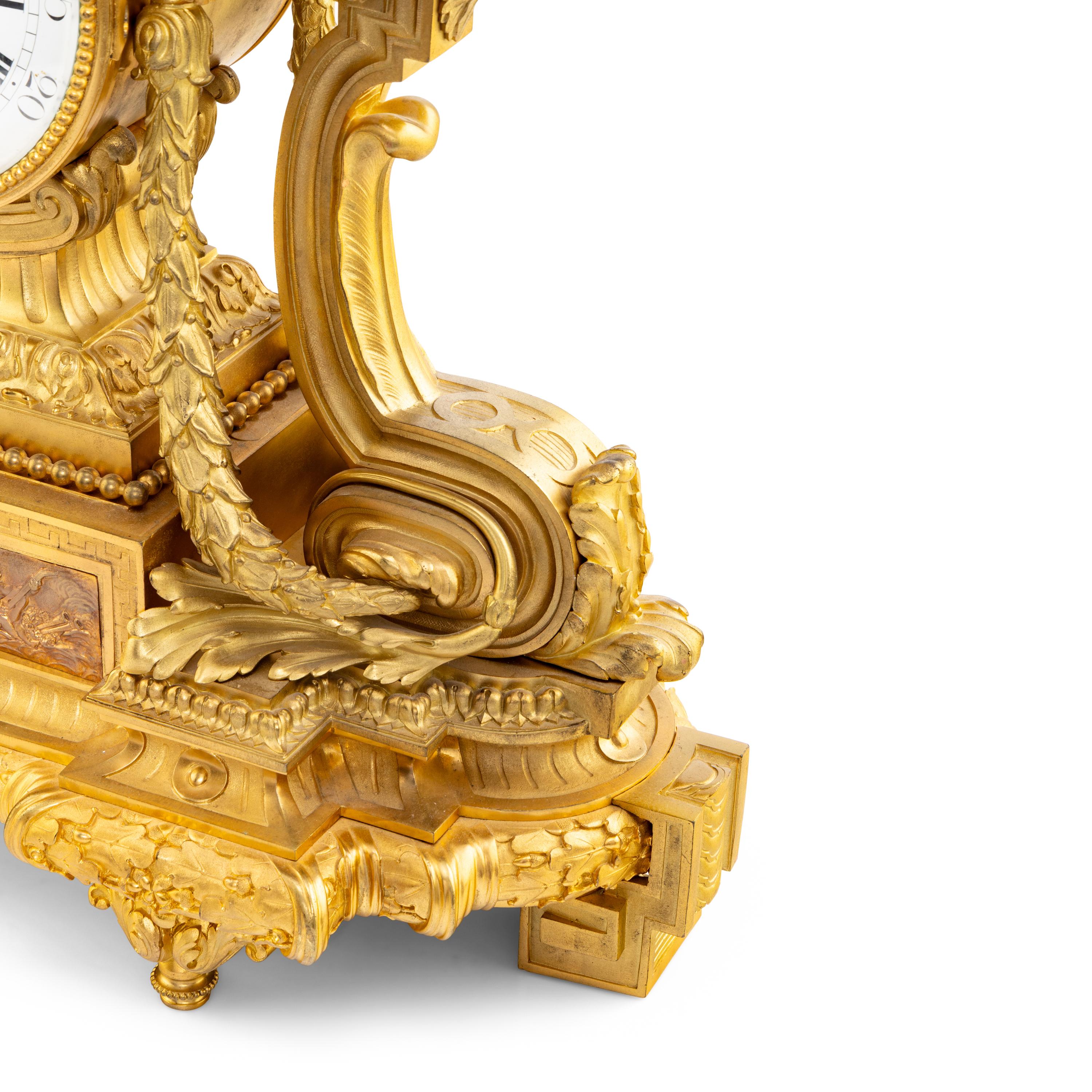 A Louis XVI Style Gilt Bronze Mantel Clock