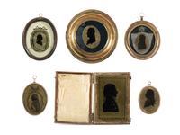Six Verre Eglomise Silhouette Portraits of Gentlemen and Military Officers
