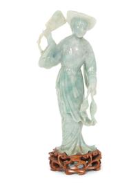 Chinese Jadeite Figure of a Female Immortal