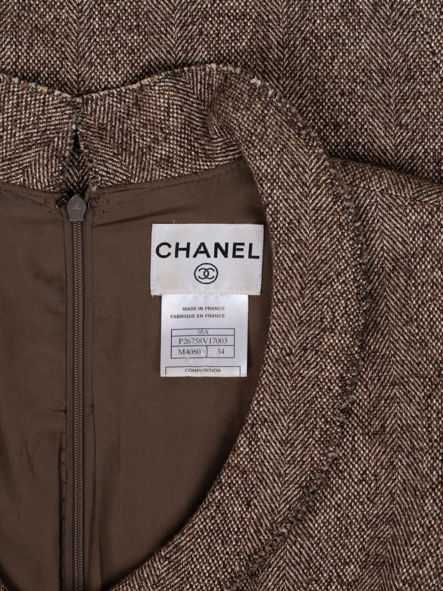 Chanel Herringbone Tweed Wrap Style Dress, Fall 2005