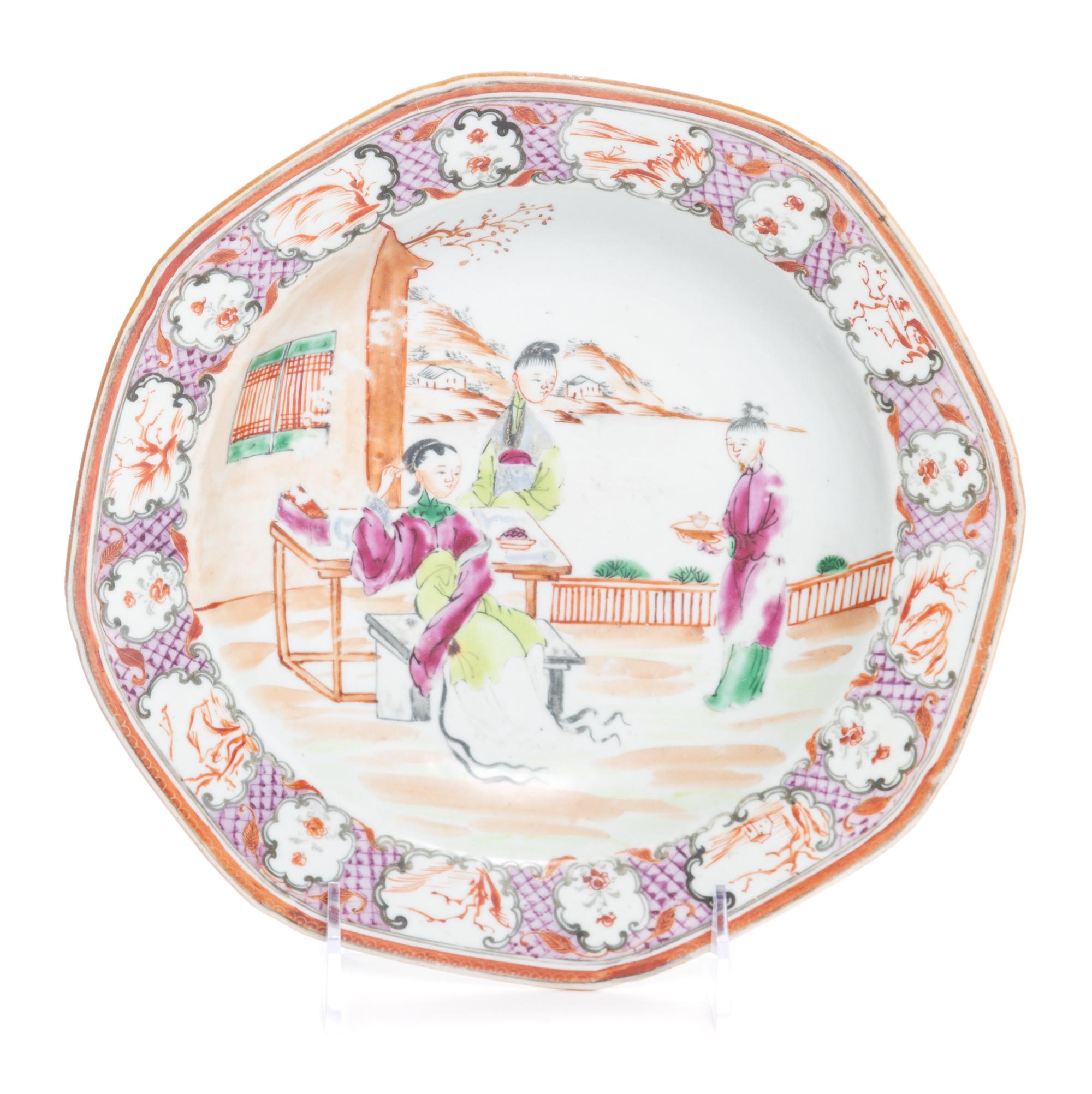 A Chinese Export Porcelain Soup Plate Diameter 9 inches.