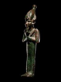 An Egyptian Bronze Osiris with Silver Inlaid Eyes