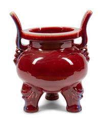 A Large Chinese Export Flambé Glazed Porcelain Censer