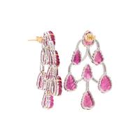 CARVED PINK TOURMALINE AND DIAMOND EARRINGS
