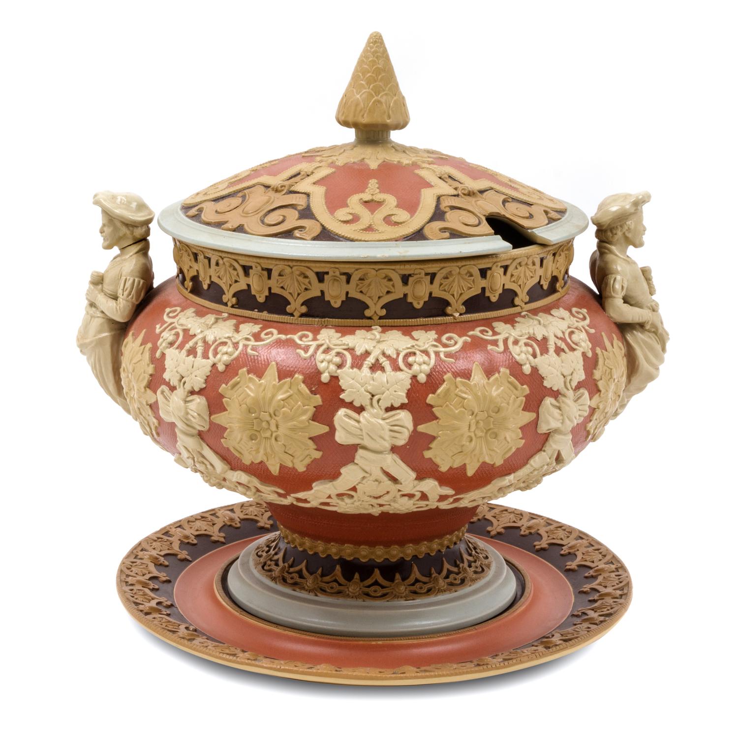 A Mettlach Stoneware Tureen and Underplate Width 15 inches. — VILLEROY & BOCH