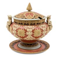 A Mettlach Stoneware Tureen and Underplate Width 15 inches. — VILLEROY & BOCH