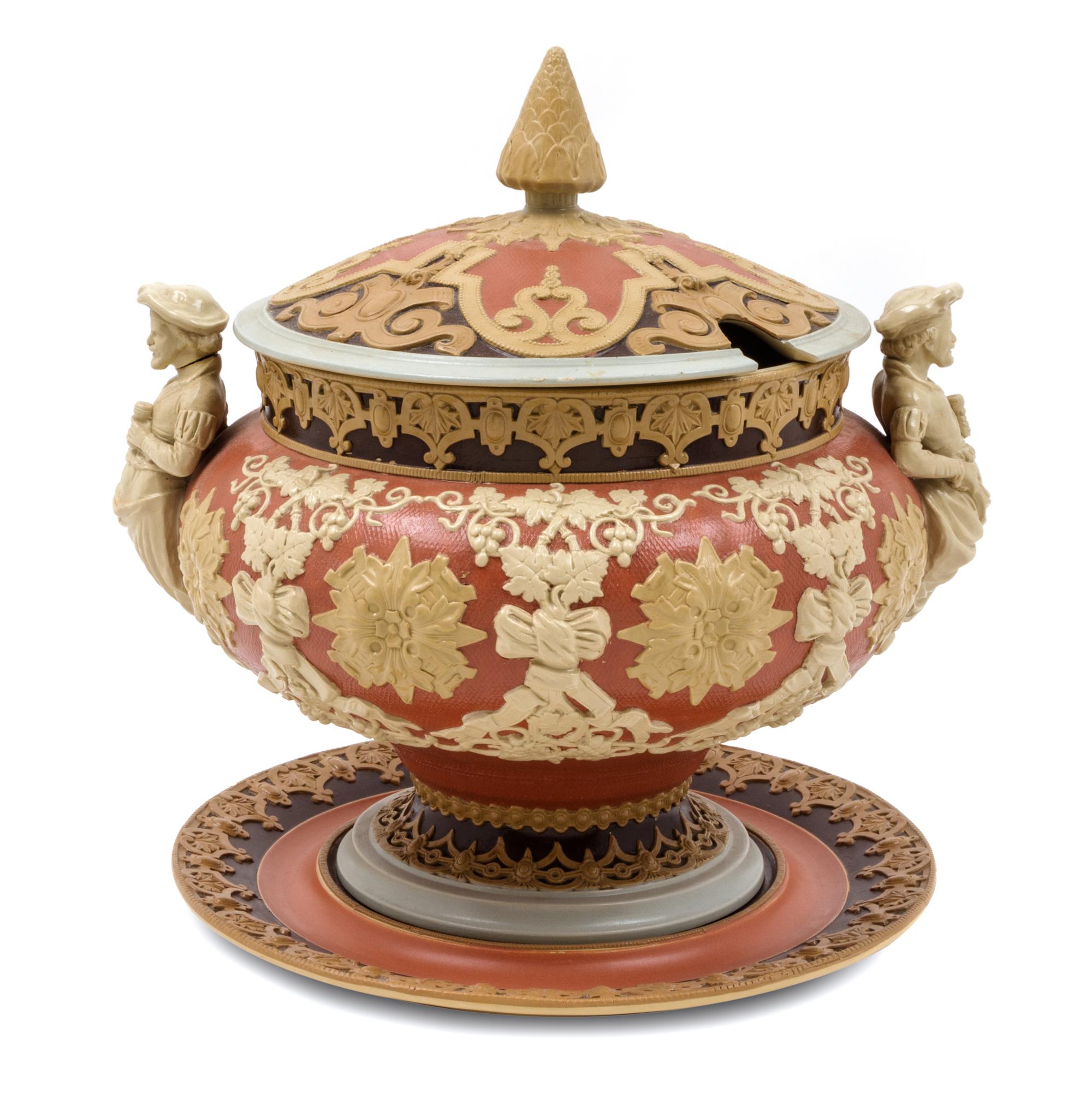 A Mettlach Stoneware Tureen and Underplate Width 15 inches. — VILLEROY & BOCH