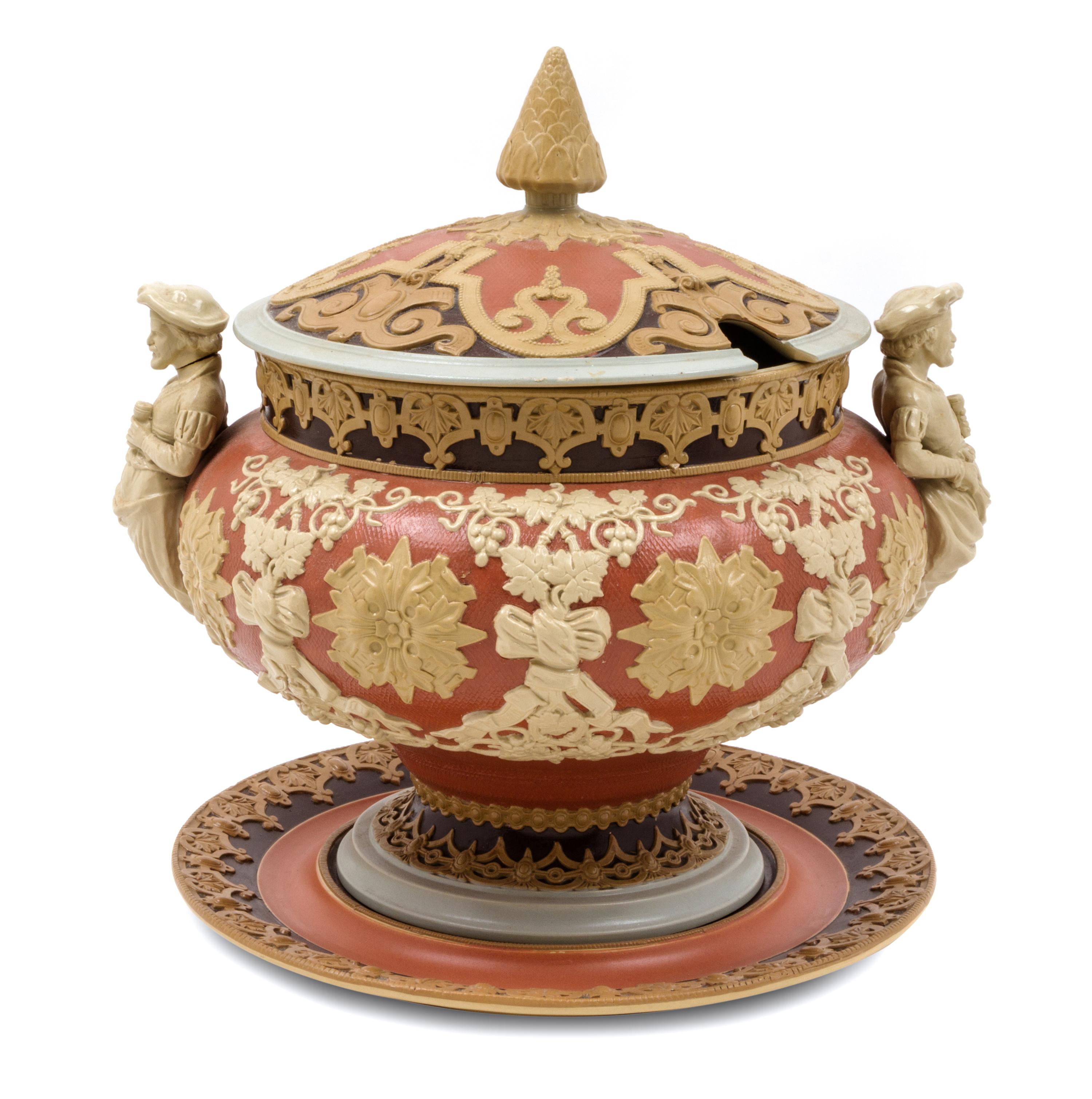 A Mettlach Stoneware Tureen and Underplate Width 15 inches. — VILLEROY & BOCH