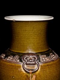 A Chinese Teadust Glazed Porcelain Zun Vase
