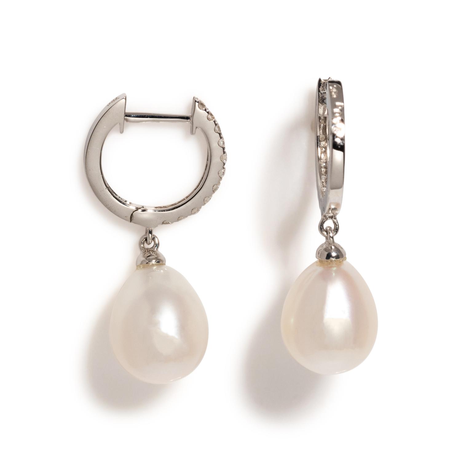 CULTURED PEARL AND DIAMOND EARRINGS