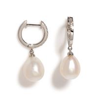 CULTURED PEARL AND DIAMOND EARRINGS