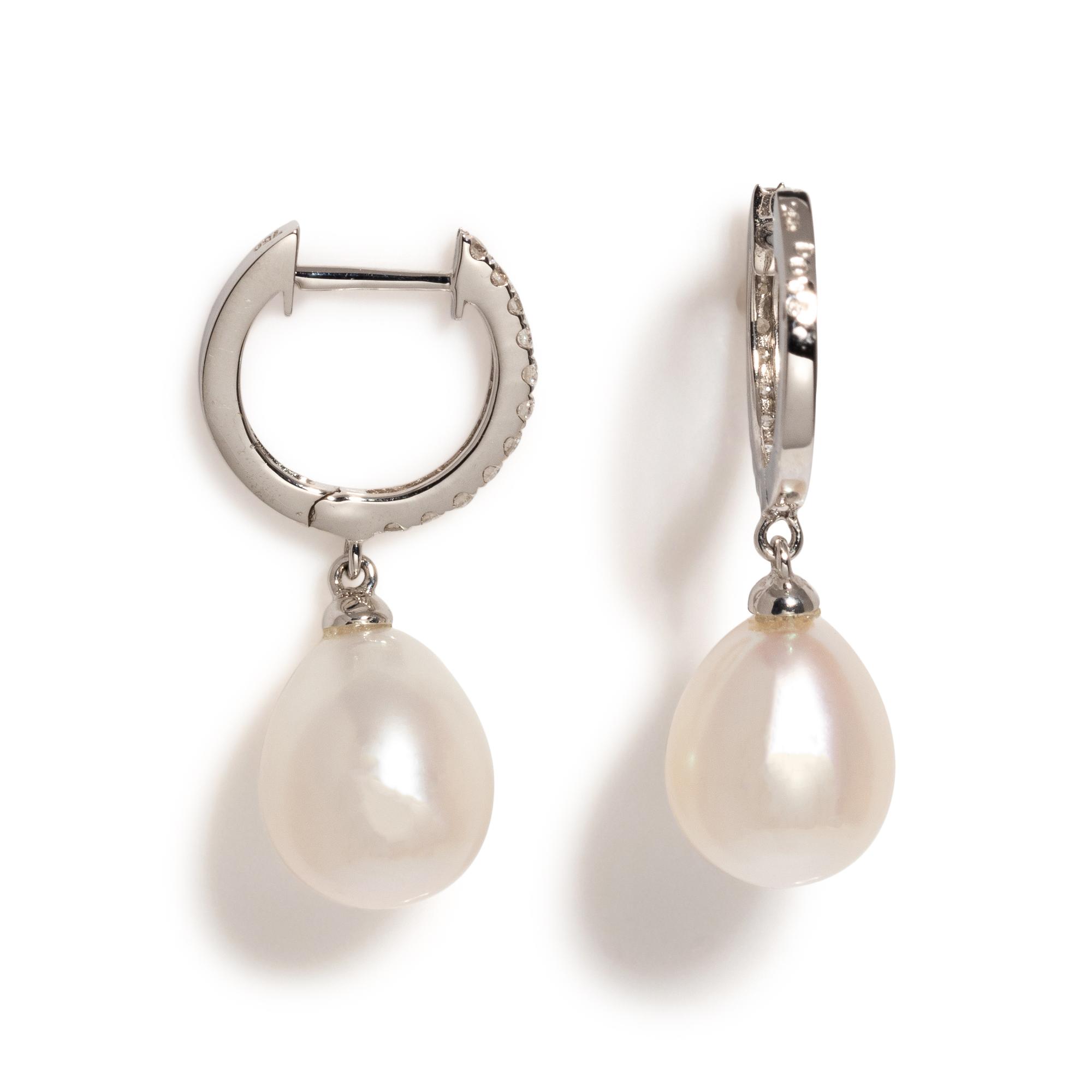 CULTURED PEARL AND DIAMOND EARRINGS
