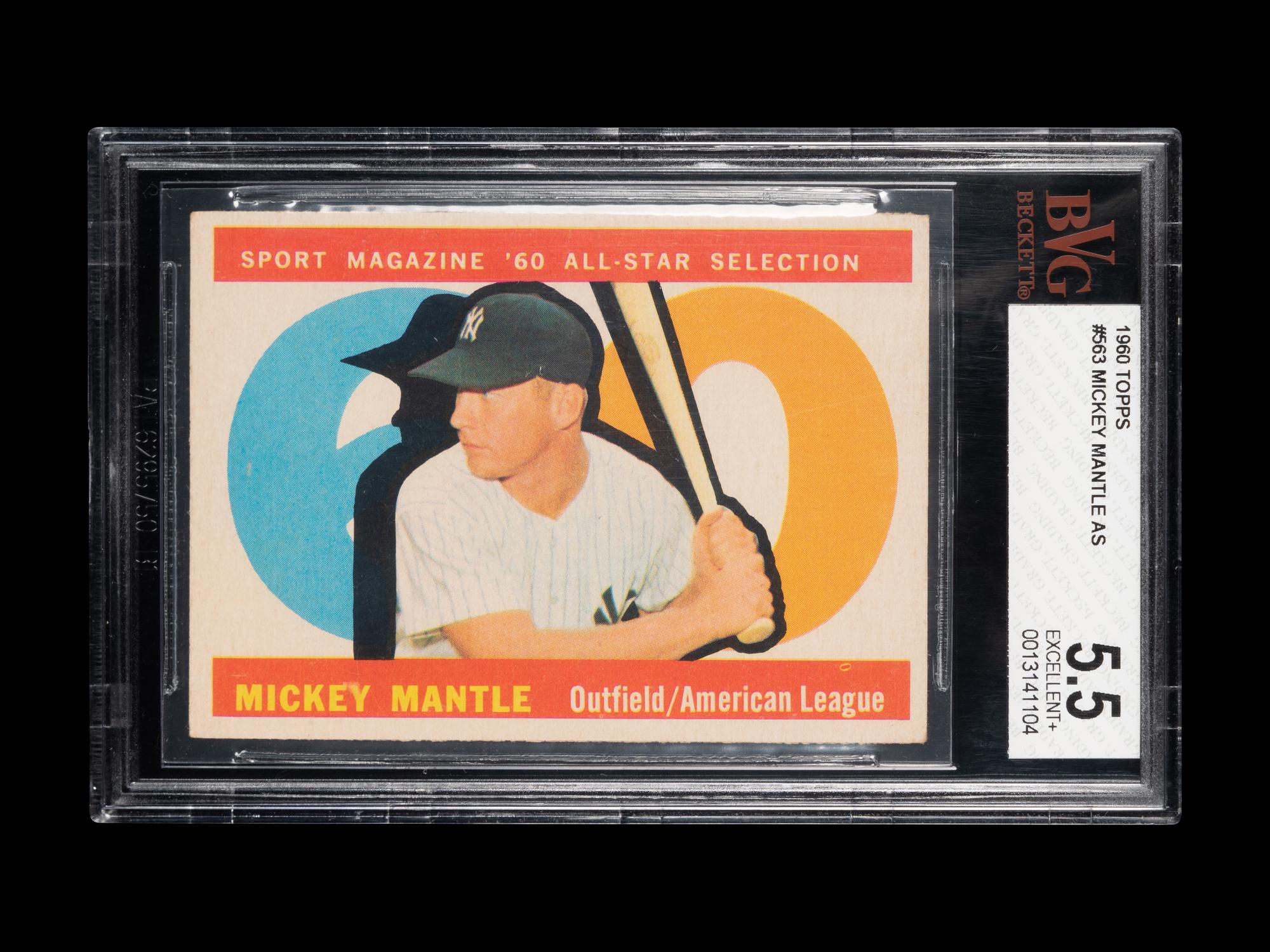 A 1960 Topps Mickey Mantle All Star Baseball Card No. 563 (BVG 5.5 EX+)