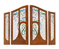 An American Oak and Leaded Glass Door Surround