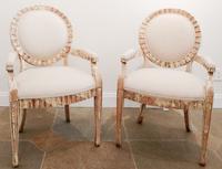 A Set of Six Cream-Painted Open Arm Chairs Height 39 inches. — 20TH CENTURY