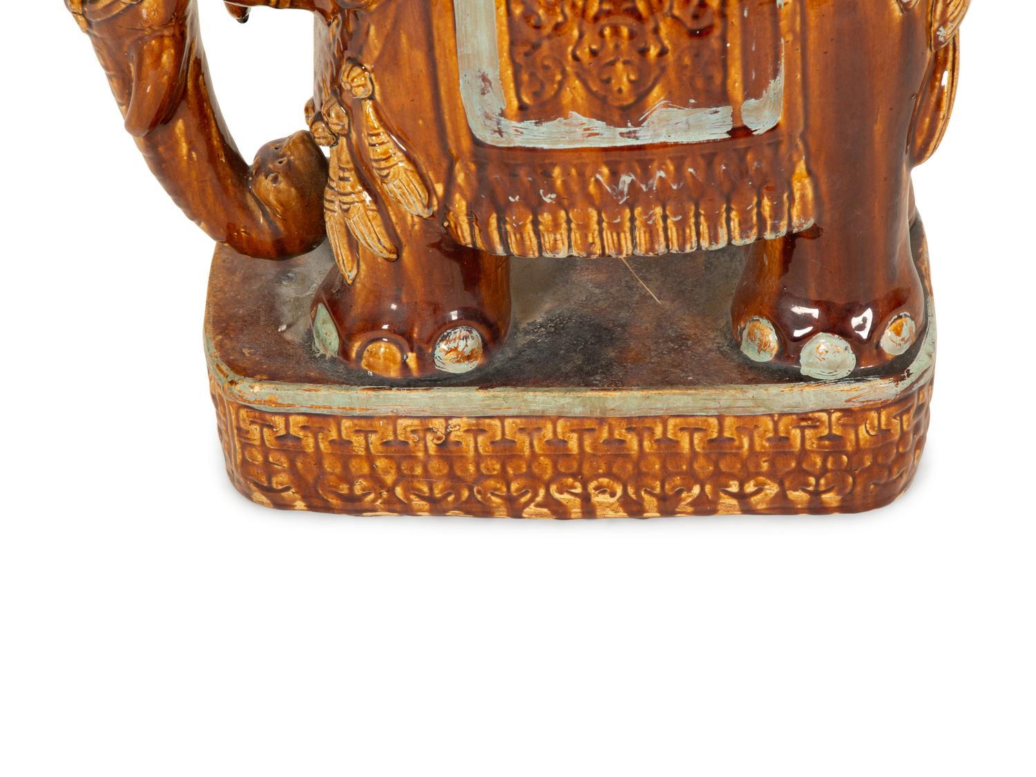 A Glazed Ceramic Elelphant Table — 20th Century