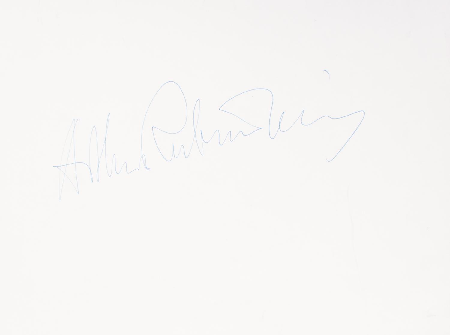 (MUSICIANS) Pavarotti, typed note card signed. Together with Artur Rubenstin, signed promotional booklet.