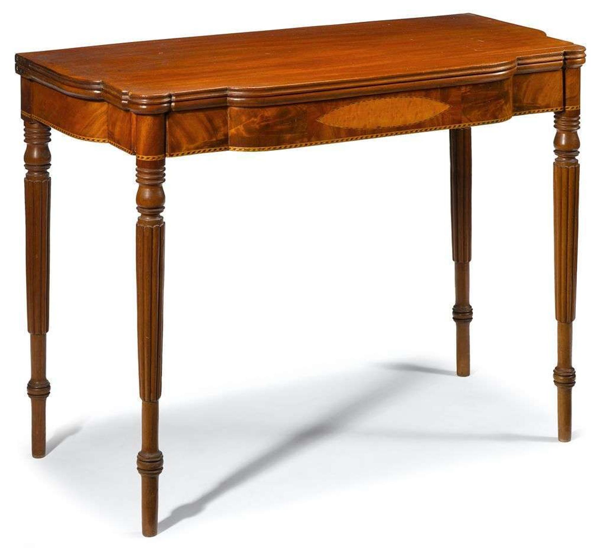 Federal maple fold-over top games table new england, circa 1810