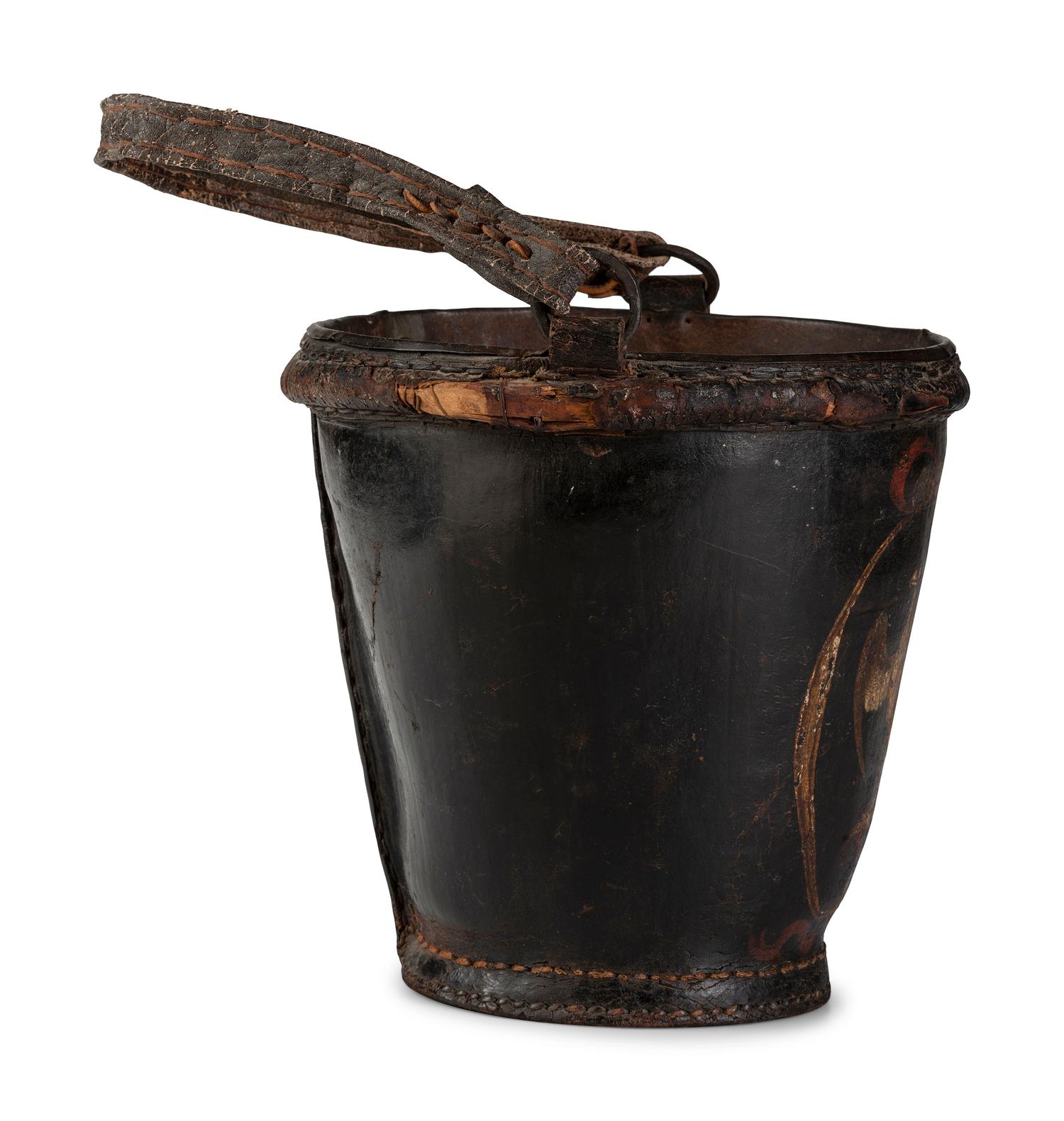 An English Leather Eagle-Decorated Fire Bucket