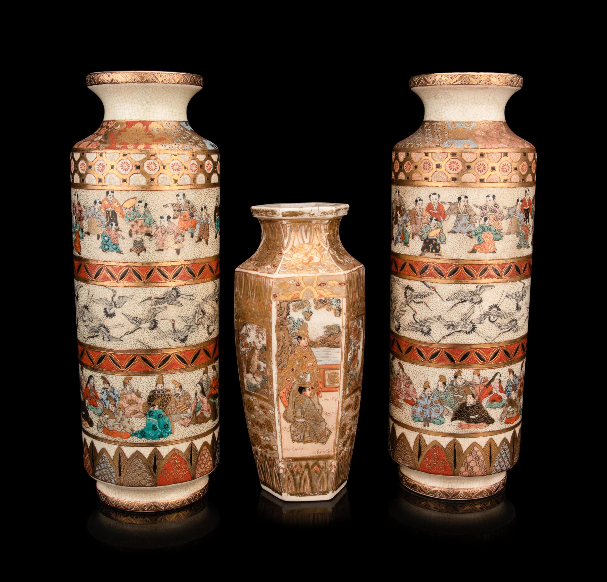 Three Japanese Satsuma Vases