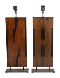 A Pair of "H" and "N" Pearwood Printing Blocks Mounted as Lamps