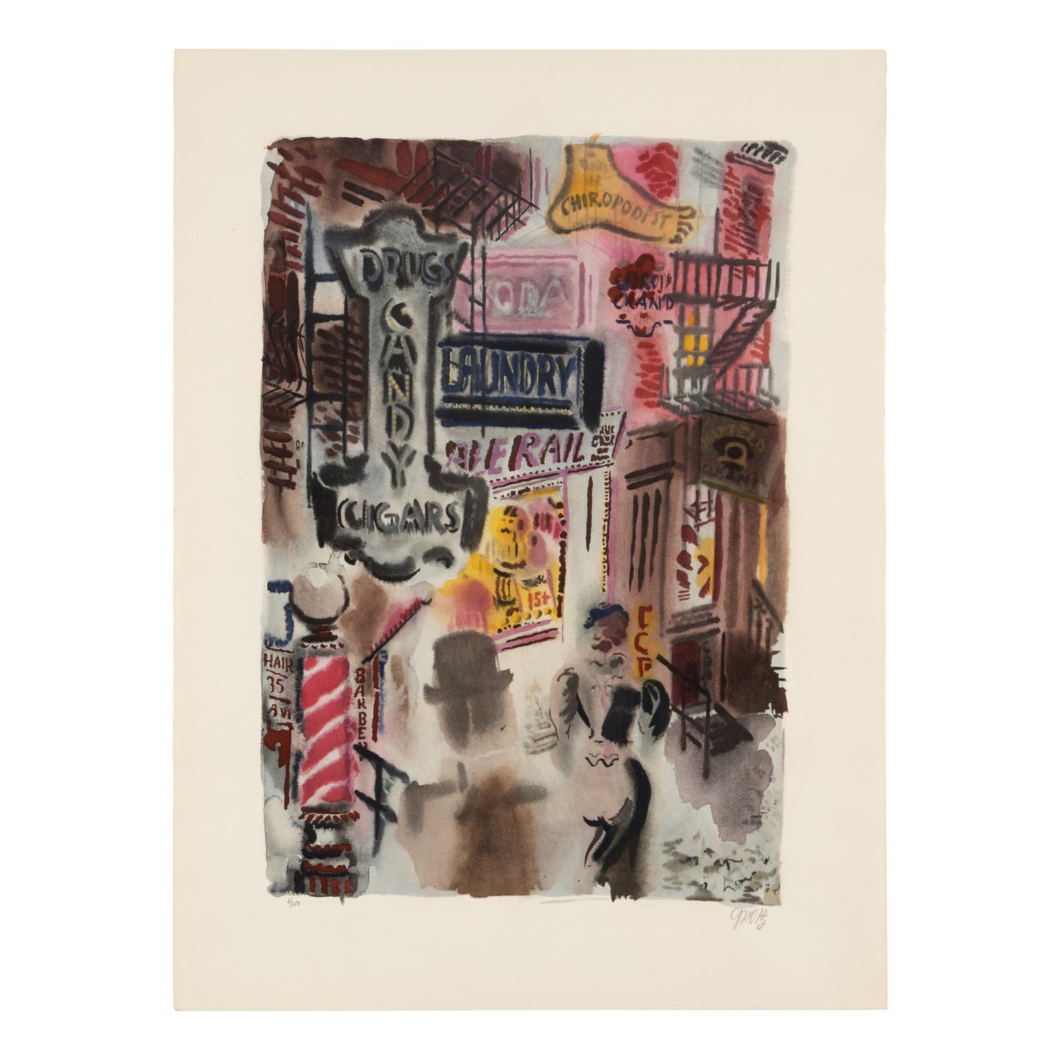 George Grosz (German, 1893-1959) — Bagdad-on-the-Subway: A Portfolio of Six Signed Water-Colors Depicting O'Henry's New York , 1935