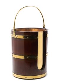 A Regency Brass Mounted Mahogany Plate Bucket Height 16 inches. — EARLY 19TH CENTURY