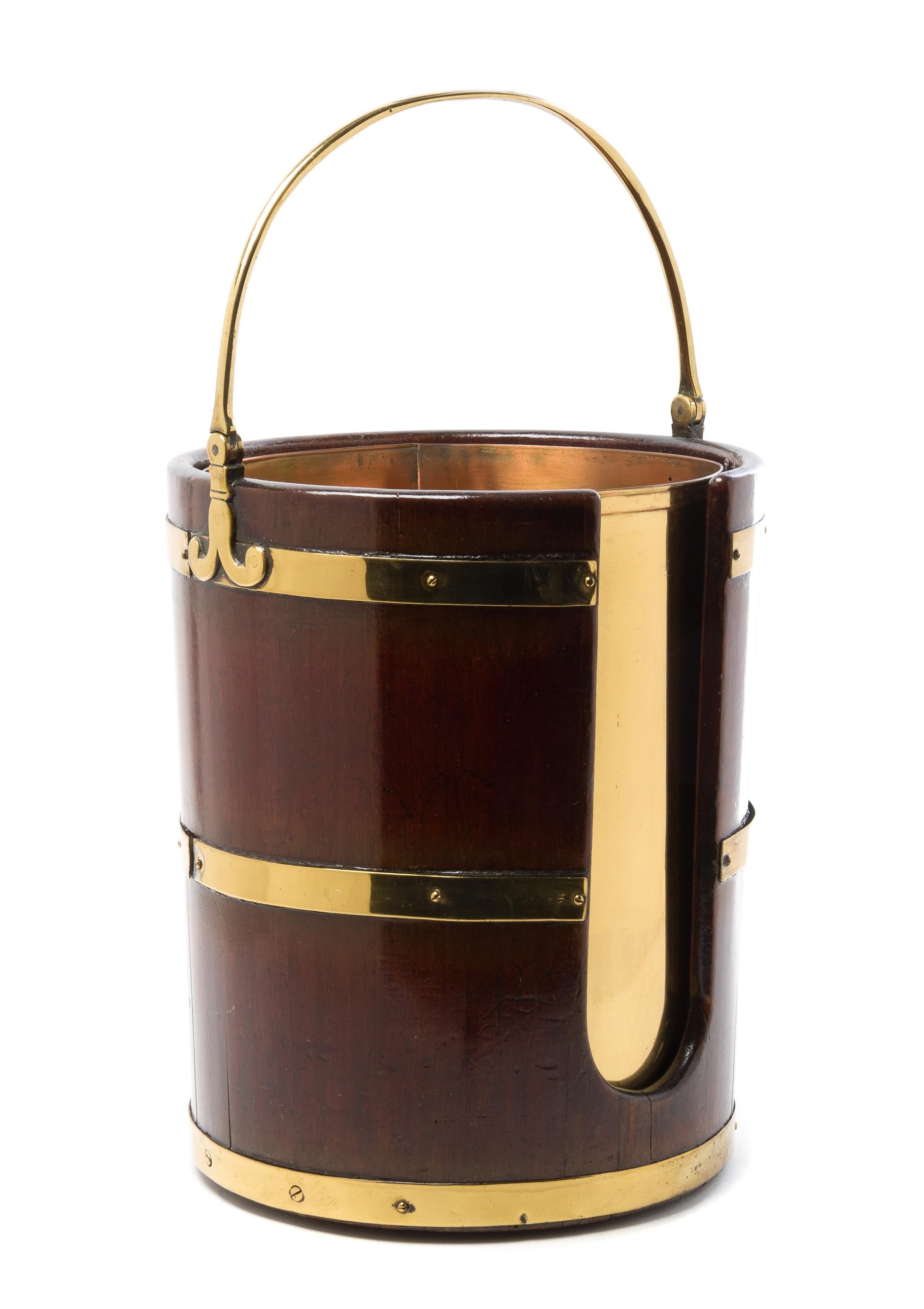 A Regency Brass Mounted Mahogany Plate Bucket Height 16 inches. — EARLY 19TH CENTURY