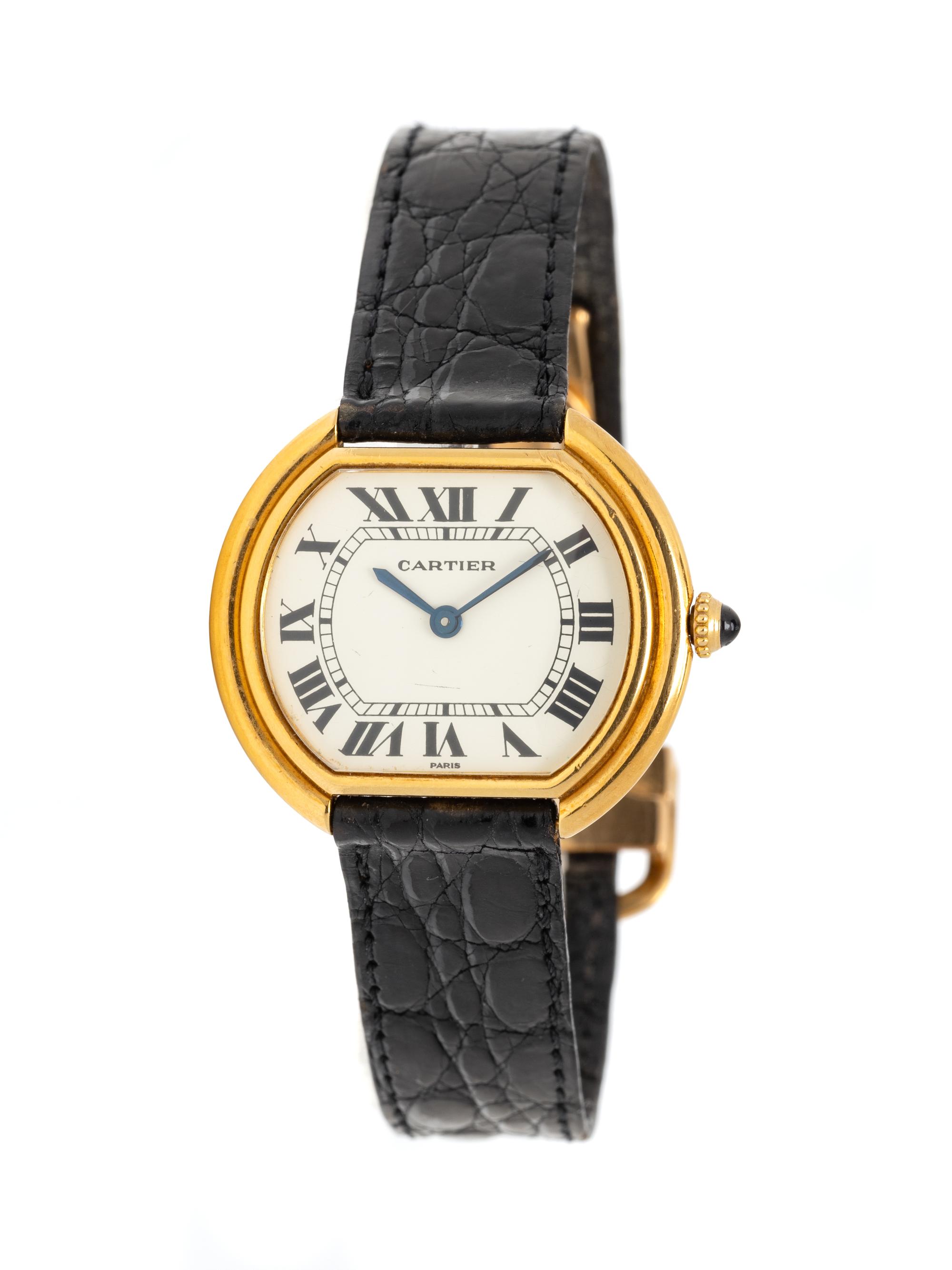 CARTIER, 18K YELLOW GOLD 'ELLIPSE' WATCH