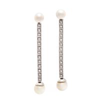 DIAMOND AND CULTURED PEARL EARCLIPS