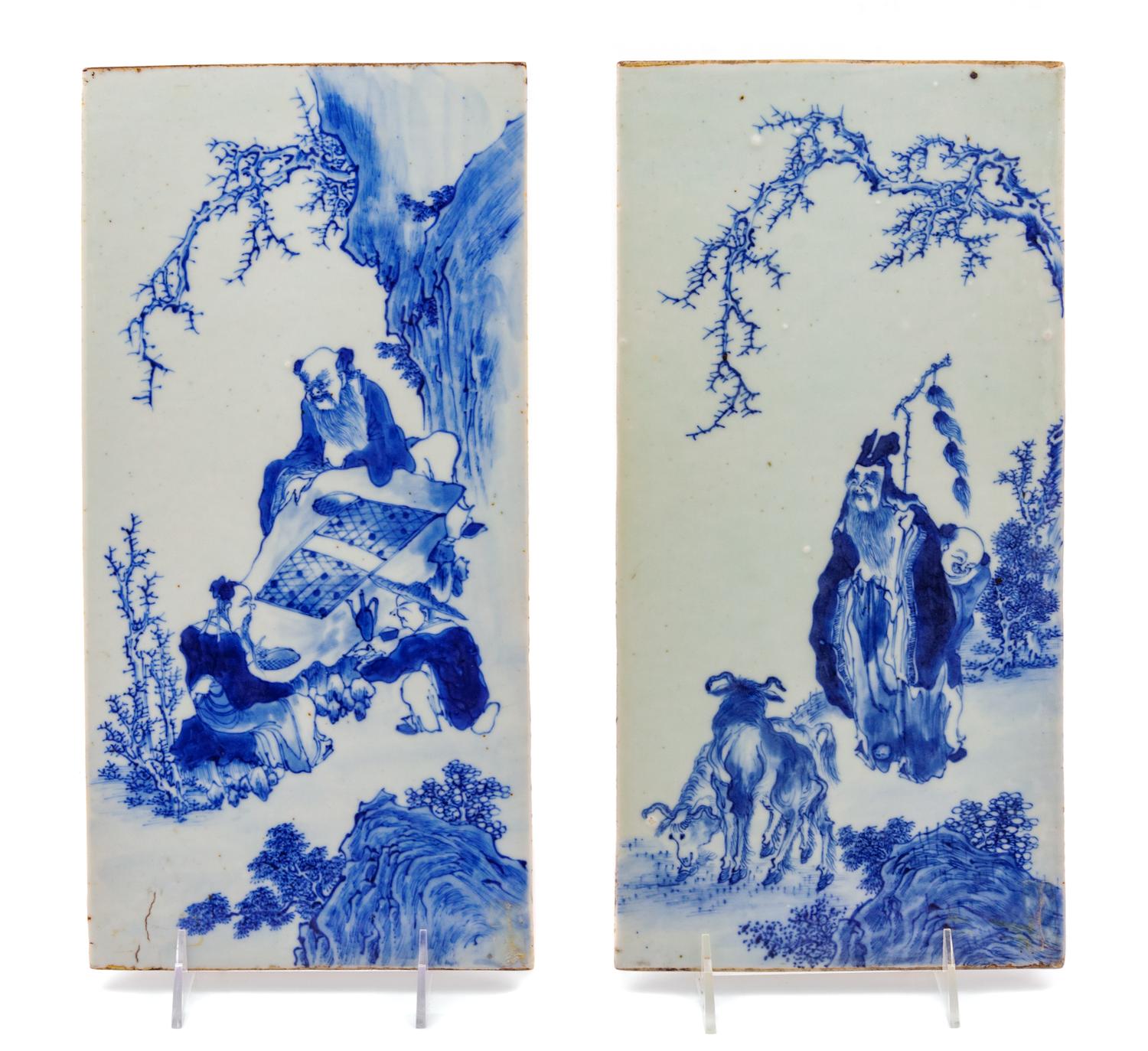 Two Chinese Blue and White Porcelain Plaques