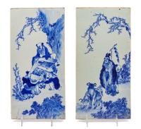Two Chinese Blue and White Porcelain Plaques