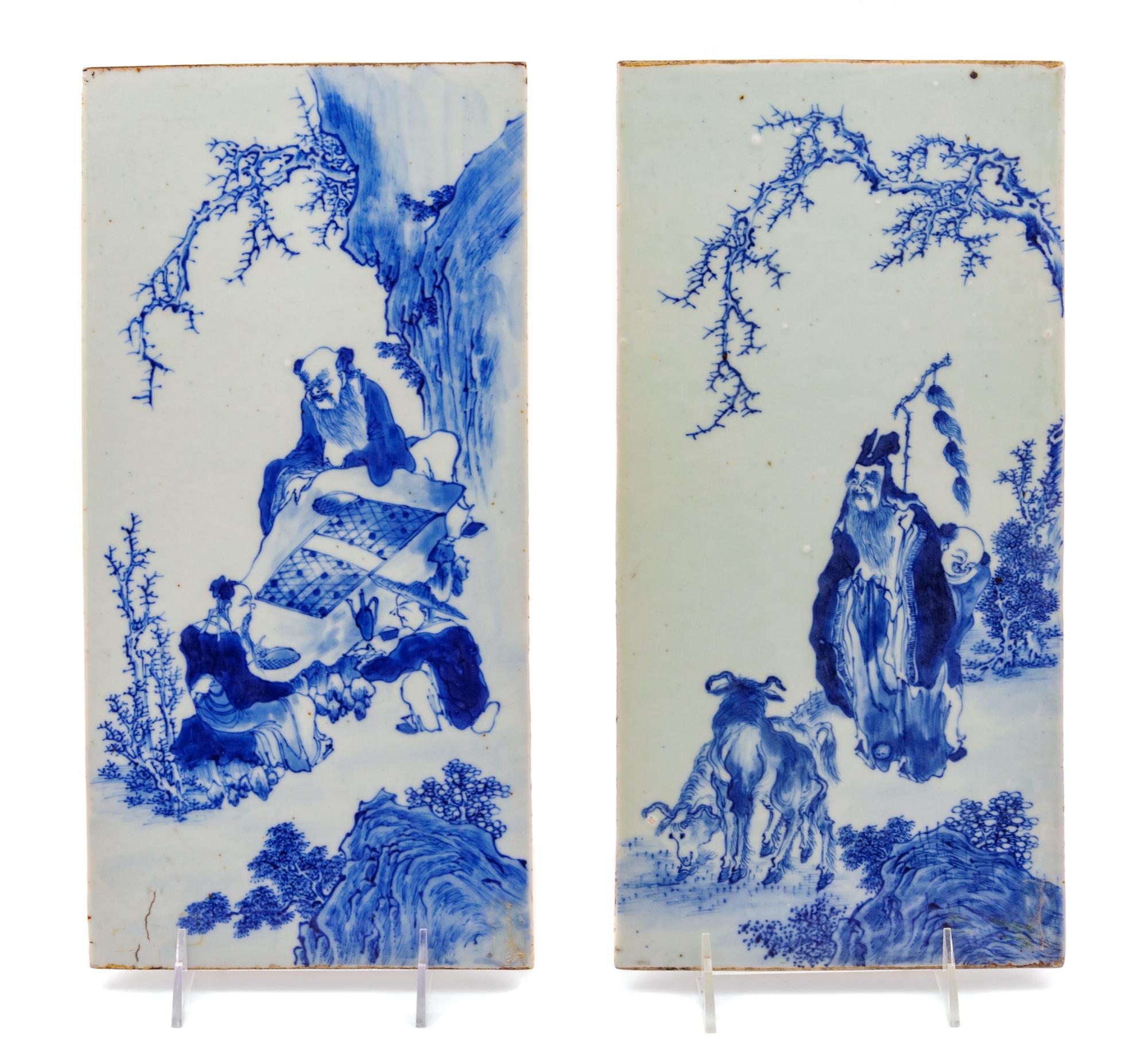 Two Chinese Blue and White Porcelain Plaques