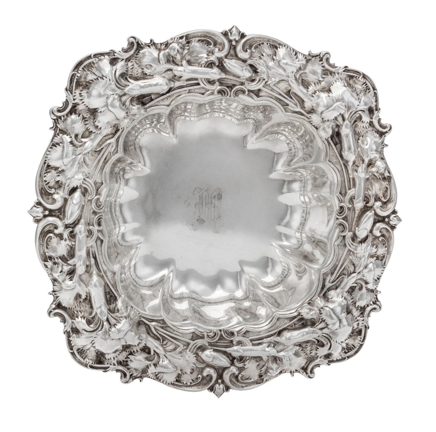 An American Silver Bowl, Whiting Mfg. Co., New York, NY, Circa 1910, of rounded square form with lobed sides, the flat border chased in