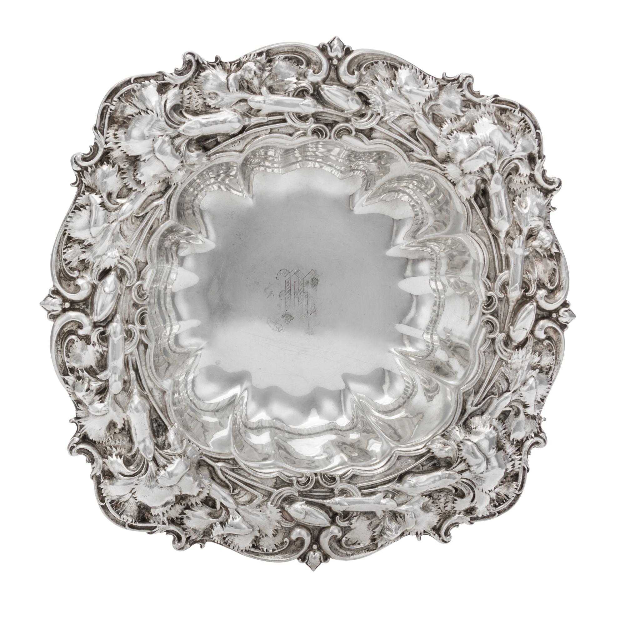 An American Silver Bowl, Whiting Mfg. Co., New York, NY, Circa 1910, of rounded square form with lobed sides, the flat border chased in
