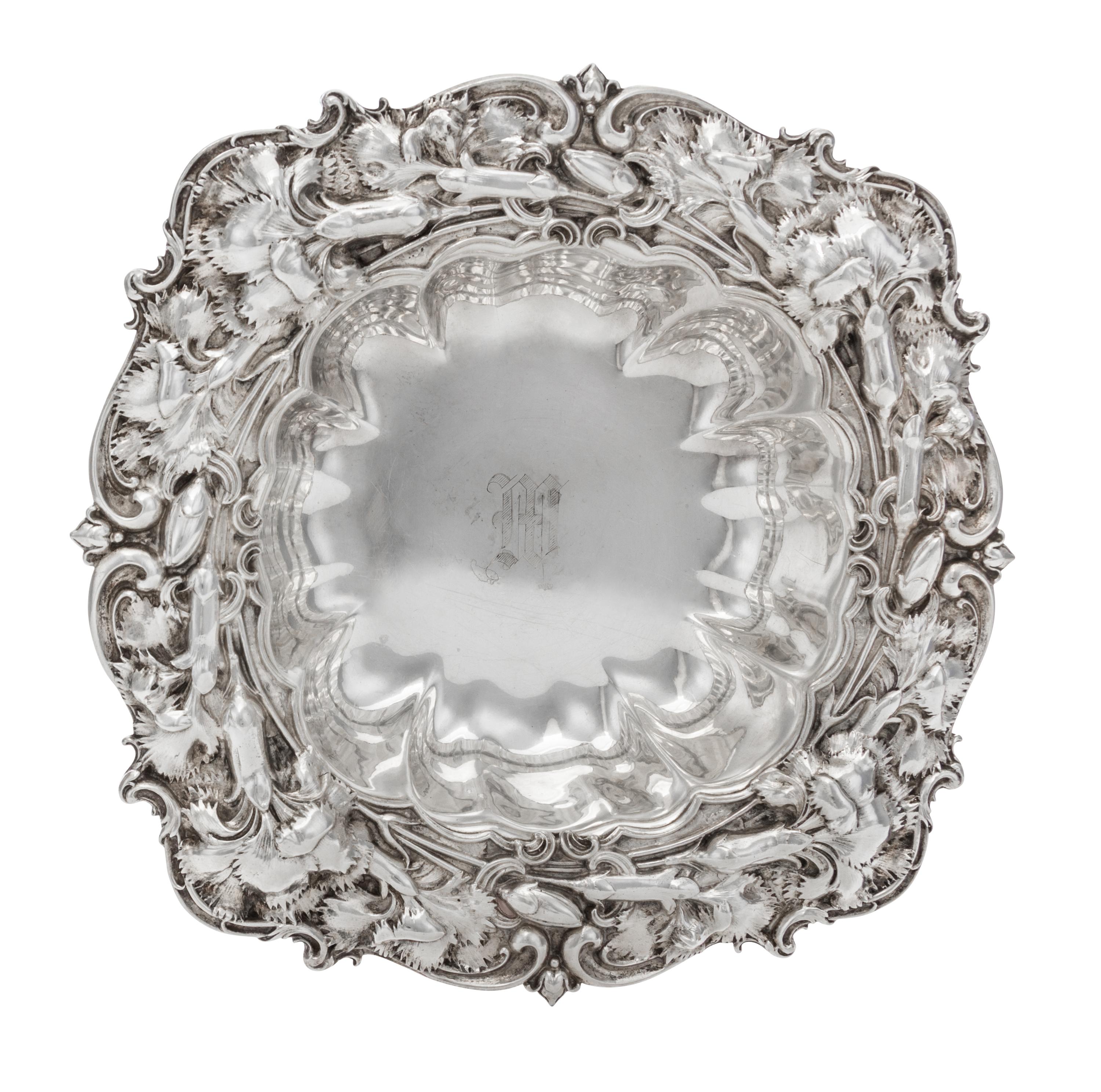 An American Silver Bowl, Whiting Mfg. Co., New York, NY, Circa 1910, of rounded square form with lobed sides, the flat border chased in