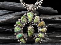 Sterling Silver Three-strand Necklace, with Turquoise Naja