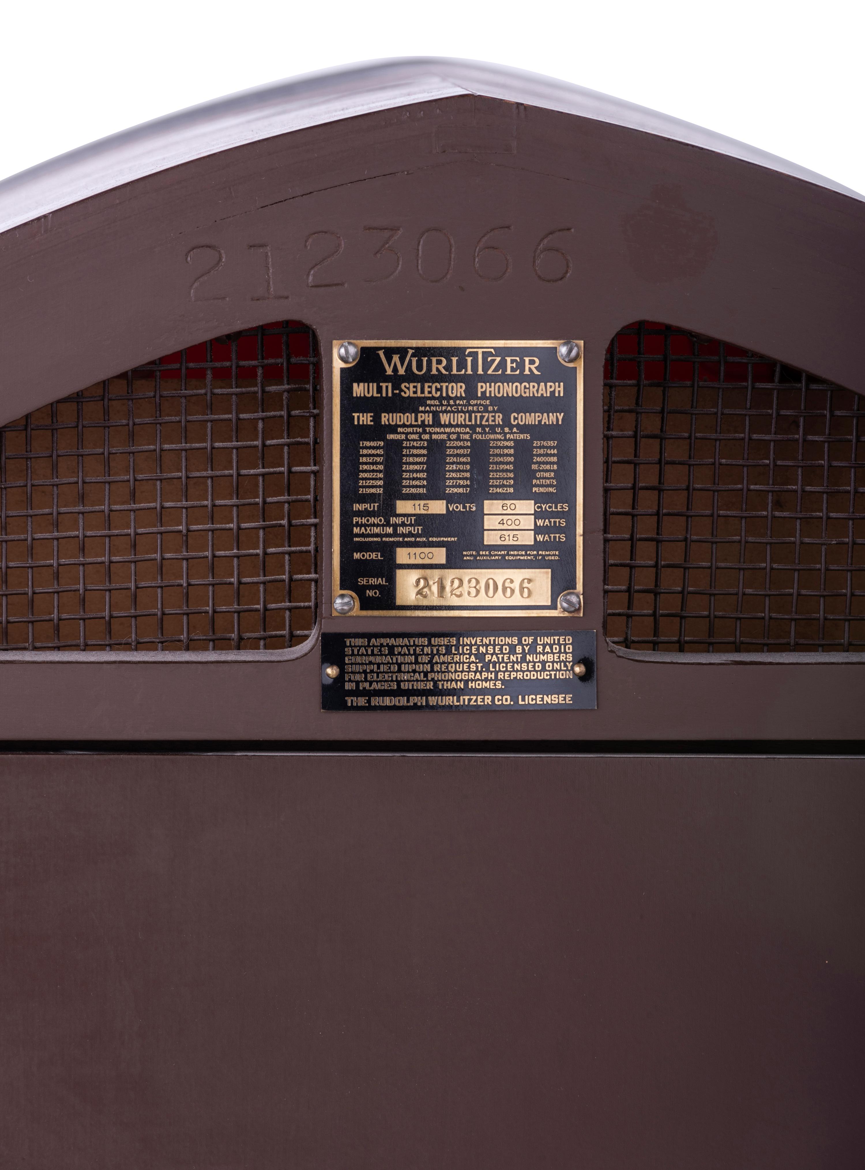 A Wurlitzer Model 1100 Jukebox