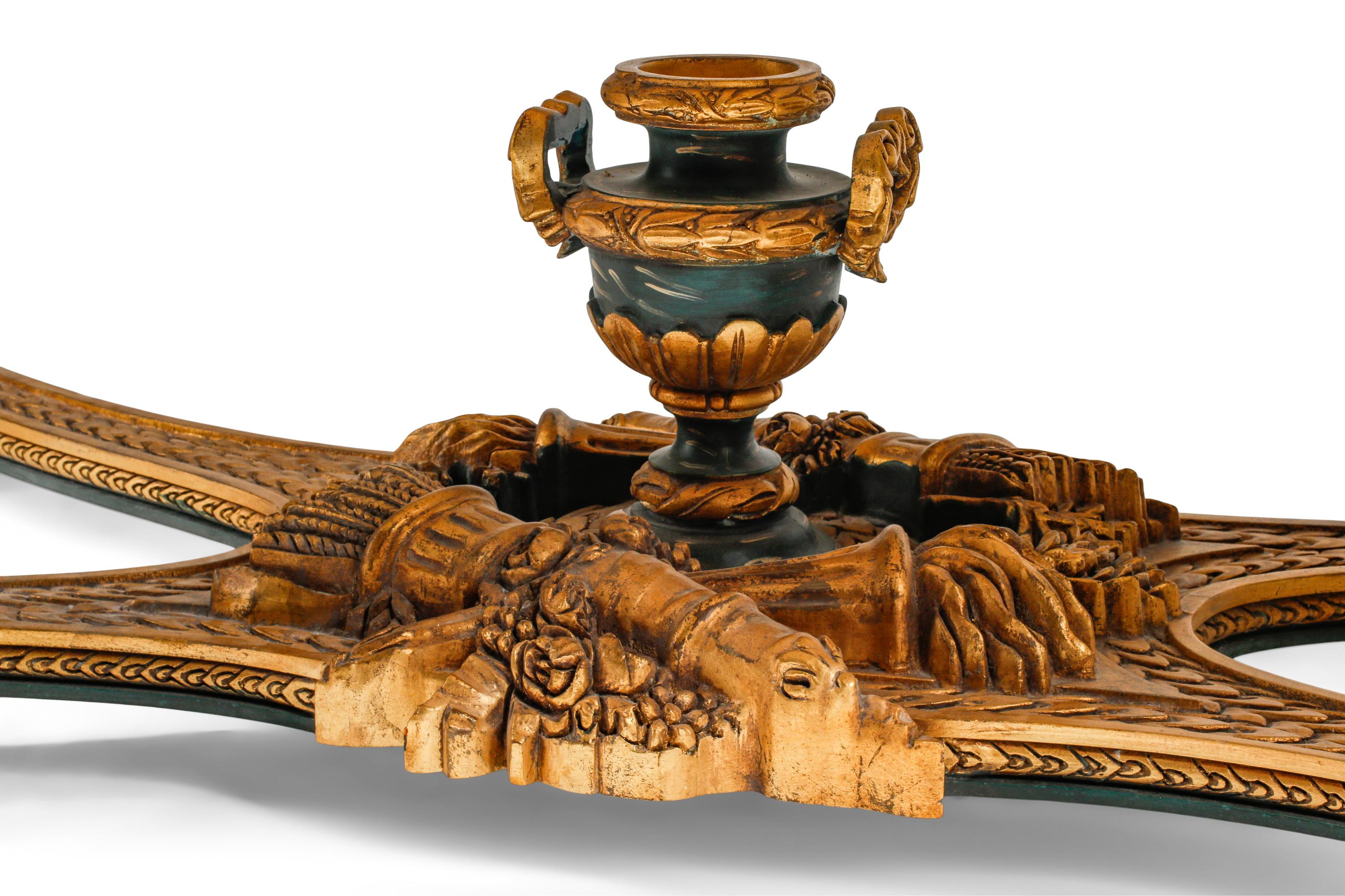 An Italian Neoclassical Style Painted and Parcel Gilt Marble-Top Center Table